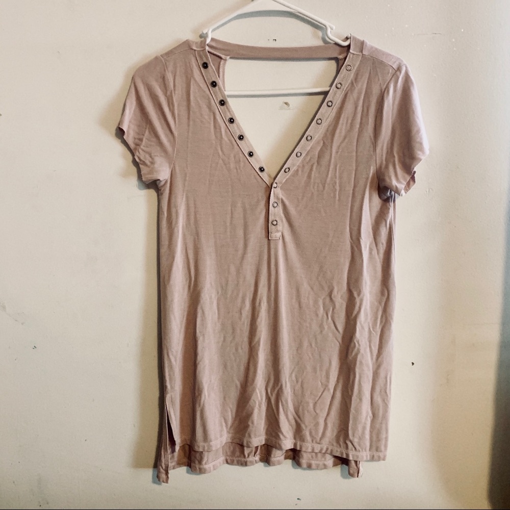 AE snap v neck open back top